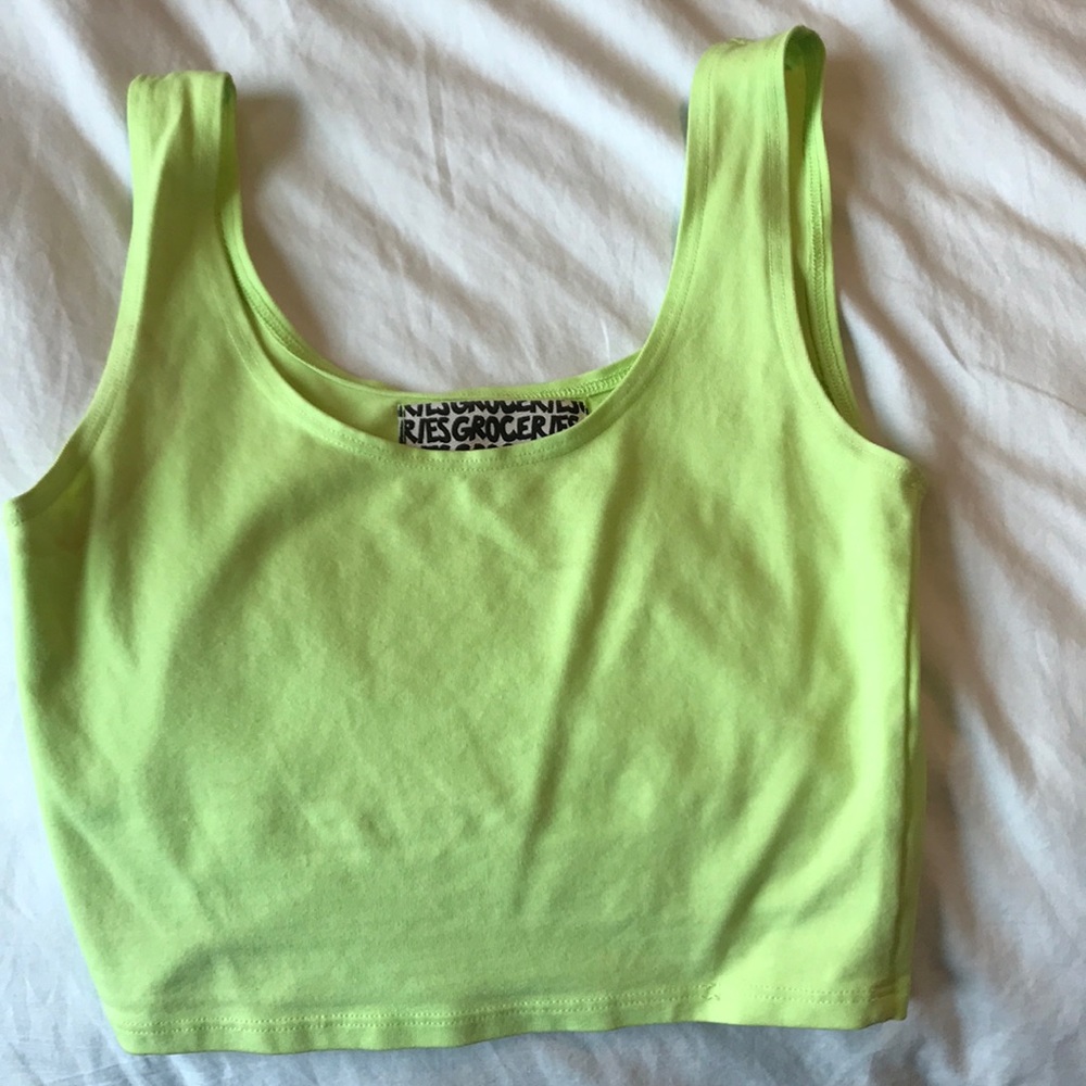 Cropped neon yellow top